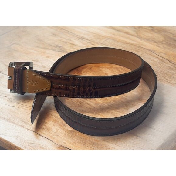 MARTIN DINGMAN BROWN IMPORTED CROCODILE GRAIN Leather BELT...